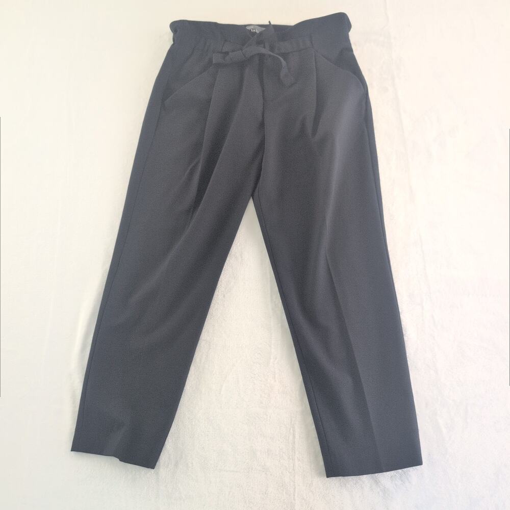 Vince Tie Waist Wool Blend Pleated Pants Women's 8 Black Coastal MinimalistLuxe